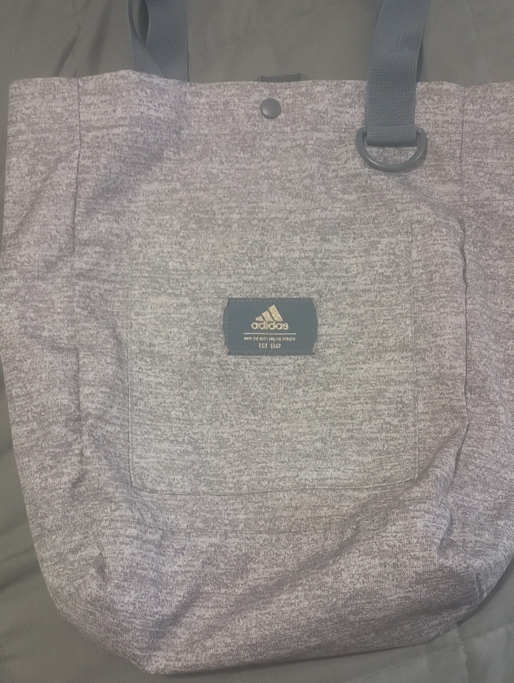 adidas Heather Gray Messenger Tote with Front Patch